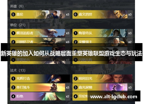 新英雄的加入如何从战略层面重塑英雄联盟游戏生态与玩法
